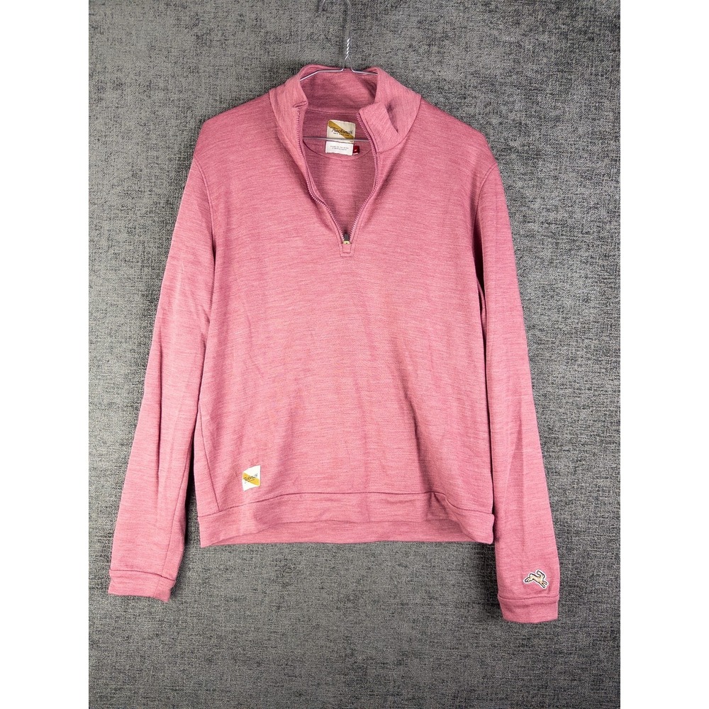 Tracksmith Merino Wool  Blend Pullover Womens L Pink Q Zip Running Top Athletic